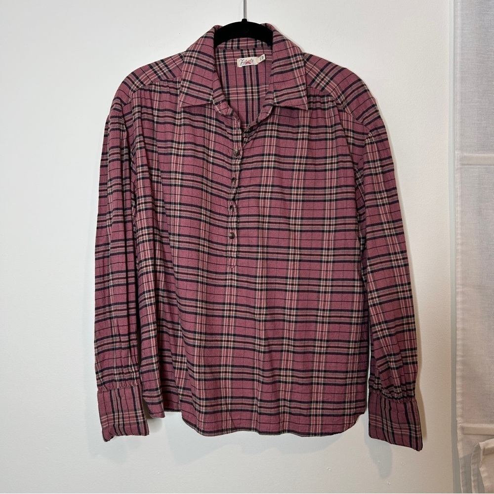 Faherty Olli Mountain View Pink Plaid Popover Shirt Button Down size Small - Picture 4 of 11